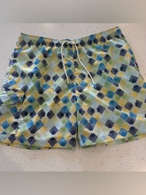 L Tommy Bahama Men’s Swimming Trunks Shorts Multicolor Large Swimwear Blue Green